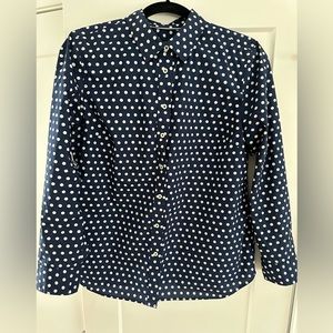 Talbots Navy/White Polka-Dot Blouse